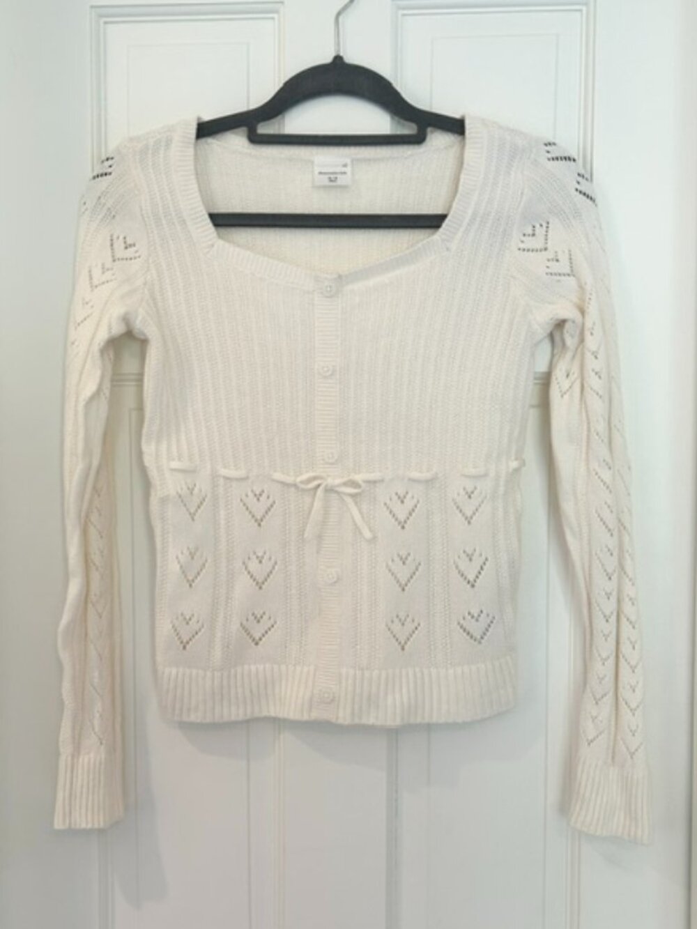 Abercrombie Kids Cream Pointelle Sweater - Size 15/16 or Women’s XS